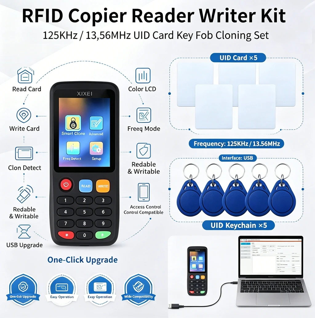 Новейший многофункциональный RFID-декодер X7 с поддержкой NFC: дубликатор, считыватель, записыватель, копировщик меток, 125 кГц, 13,56 МГц, клонирование бейджей, токенов и карт