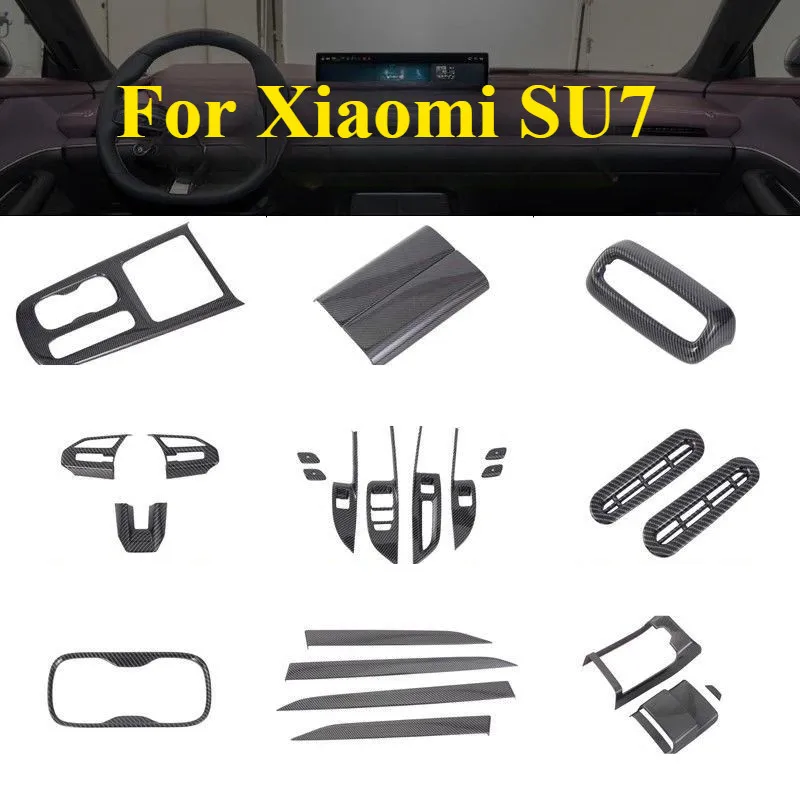 For Xiaomi SU7 Armrest Lid Wheel Trim Cup Frame Shutters Door Vent Fender Window Kit Full Interior Exterior Set