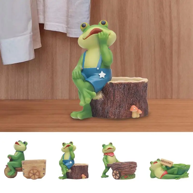 

Flower Pot Frog Cute Cartoon Animal Resin Planter Bonsai Ceramic Flower for Succulent Care Multifunctional Garden Decor Accessor