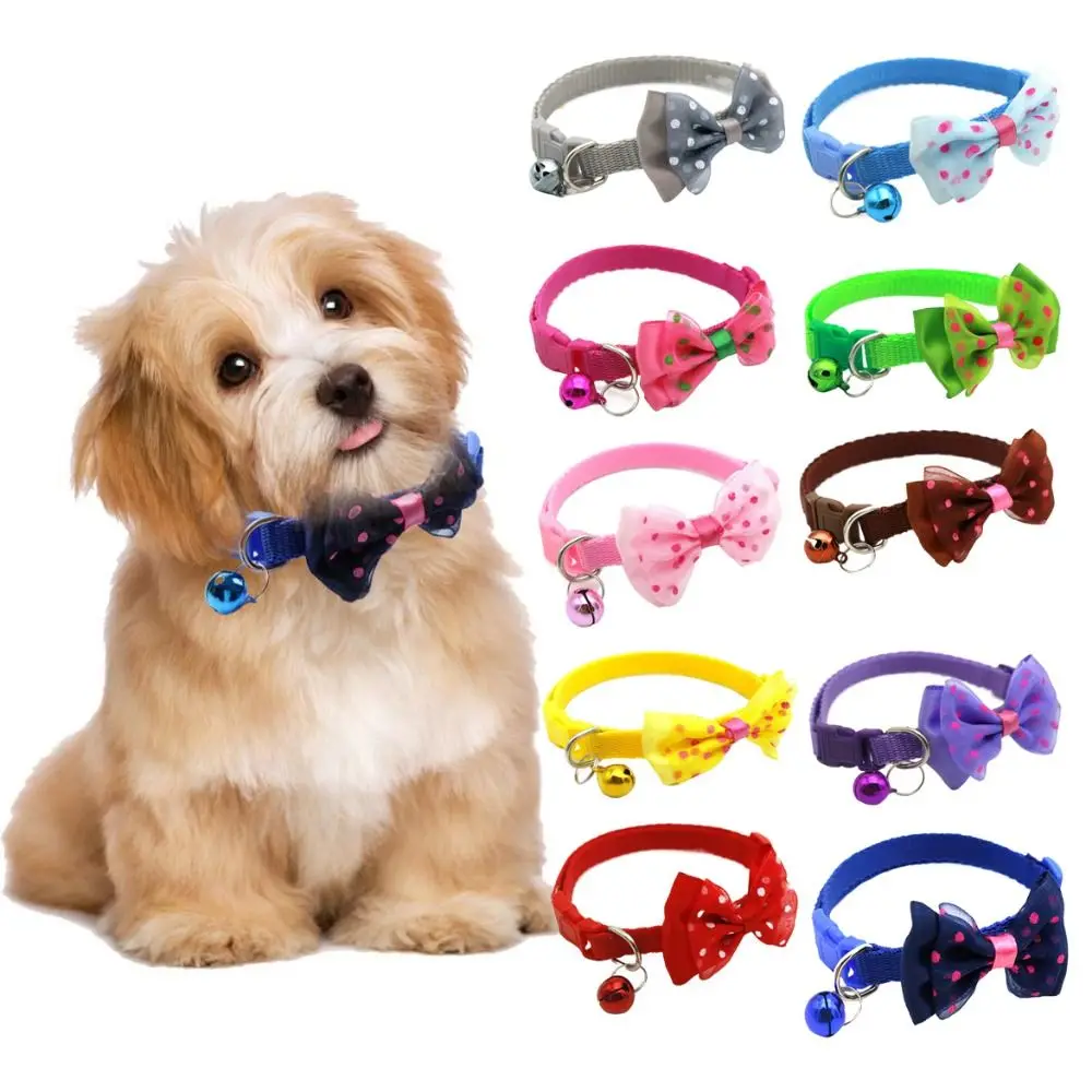 

Sweet Cat Bowknot Bell Collar Korean Colorful Adjustable Pet Collar Photograph Props For Dogs Cat Supplies