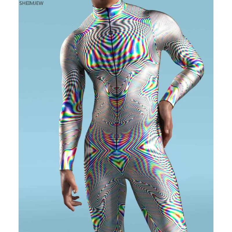 Mannen Kinderen Voorkant Rits Zentai Bodysuit Multicolour Skelet Bedrukt Kostuum Halloween Feest Jumpsuits Carnaval Vakantie Outfit