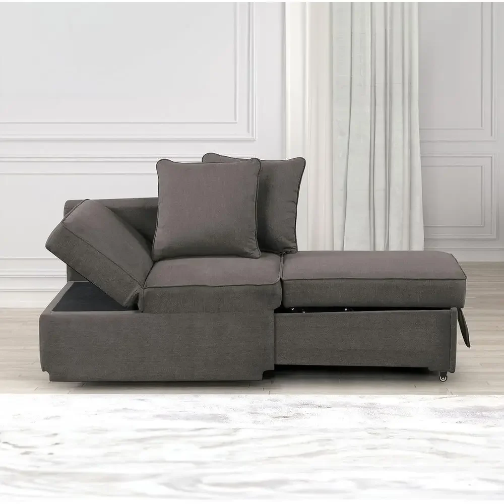 

Special OfferConvertible Chair 1pc Living Room Urniture Gray Abric Adjustable Rest Pillows Unctional Chair