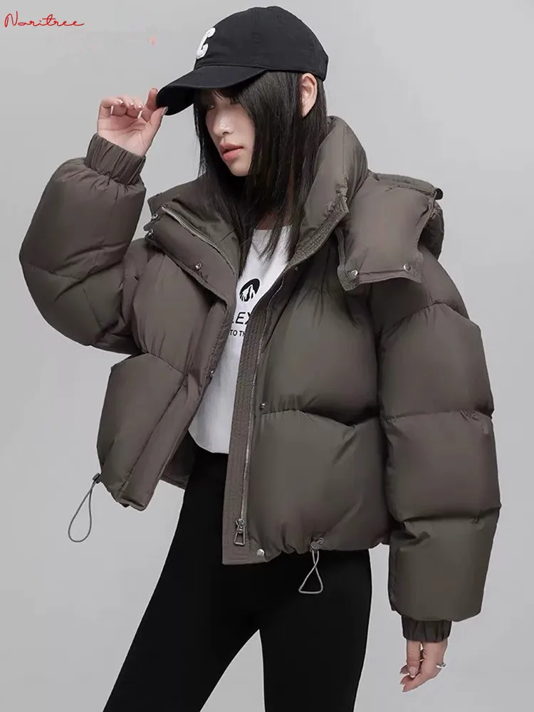 Bread style Thicker Warm Duck Down Coat Winter Fashion Hooded Fluffy Down Parkas Coats Was Thin Oversized Down outerwear wy1837