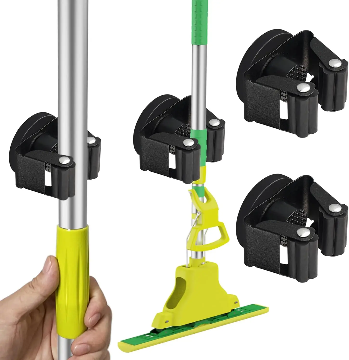 Magnetic Mop Broom Holder,Heavy Duty Movable Magnetic Broom Holder Rack,Anti-slip Utility Storage Mop Shovel Gripper Hanger