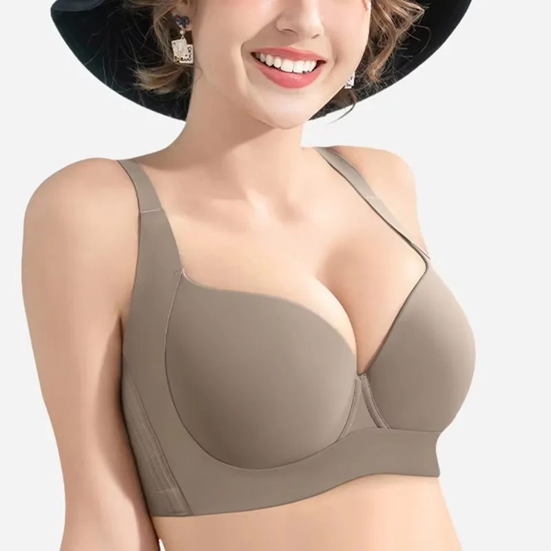 Plus Size Lingerie Push Up Bra for Women Wide Shoulder Straps Underwire Female Seamless 34 36 38 40 42 C D E F G H I