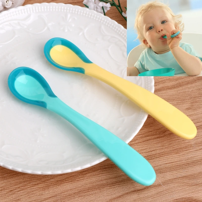 Baby Soft Spoon Temperature Sensing Training Feeding Spoons kids Infants Dropship