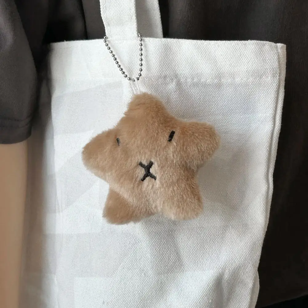 Pendentif étoile de dessin animé avec couineur, jouet en peluche, beurre doux, breloques idéales pour porte-clés, ornement en peluche, sac à dos pour couples