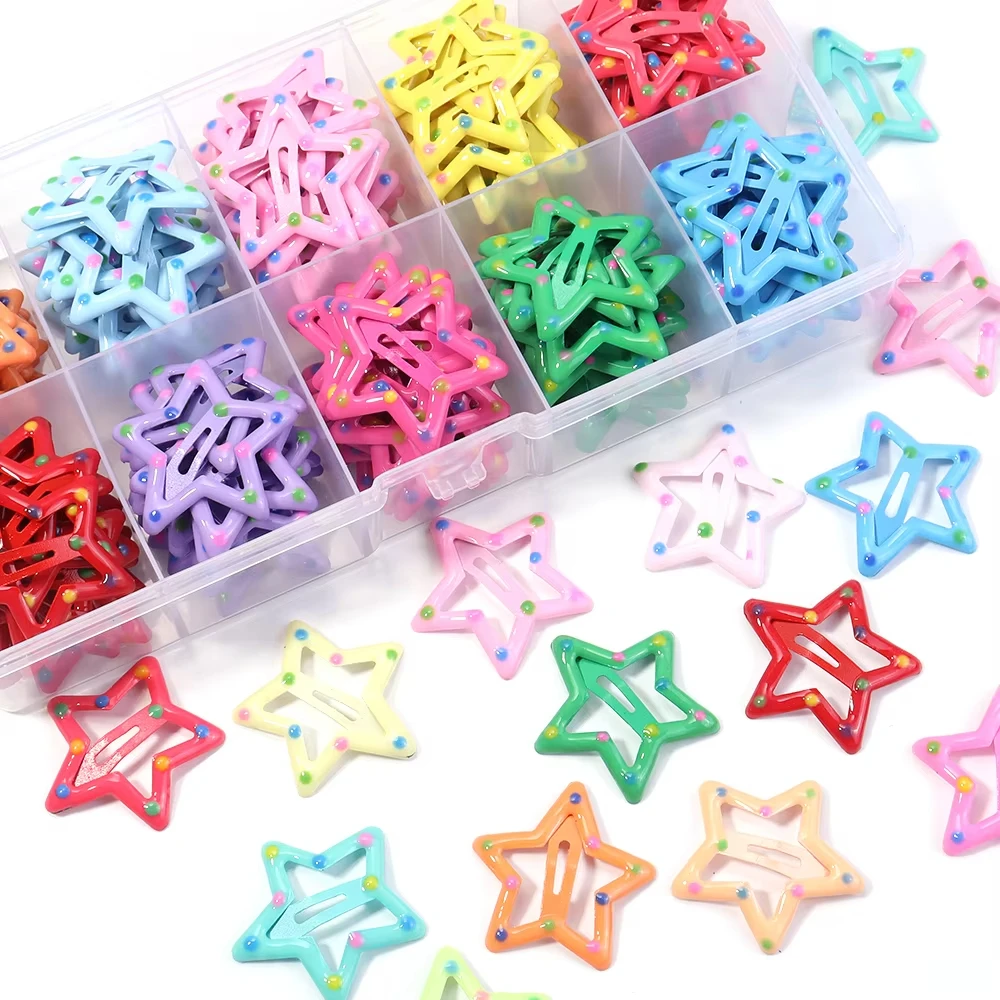 10/30/100pcs Random Colorful Star Y2K BB Hair Clips Cute Metal Snap Hairpin Side Barrettes For DIY Charm Headwear Accessories