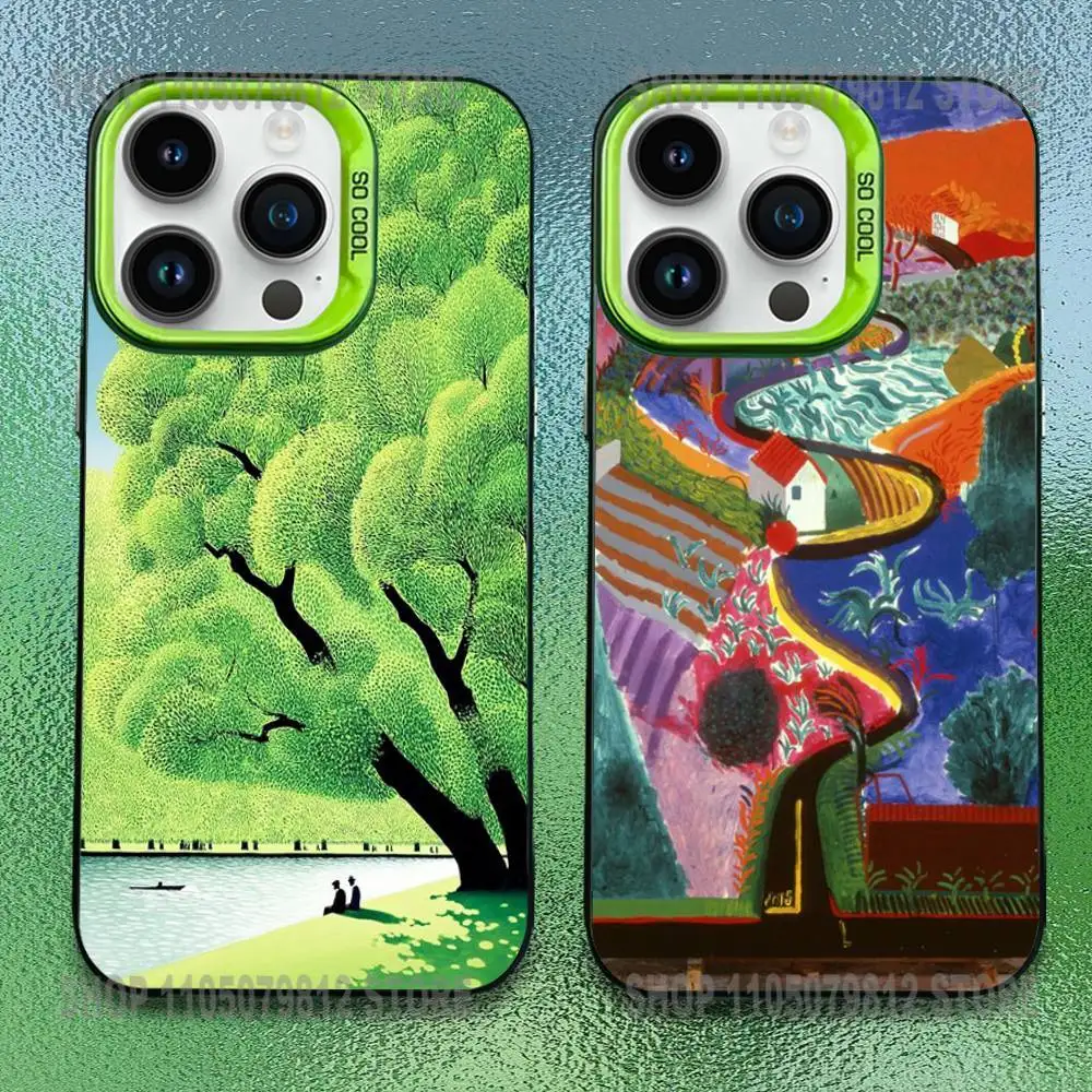 

D-David Hockney Paintings Phone Case For iPhone 17,16,15,14,13,12,11,Pro,Max,Plus,Mini,SE Anti Fall Green Matte Hard Bumper