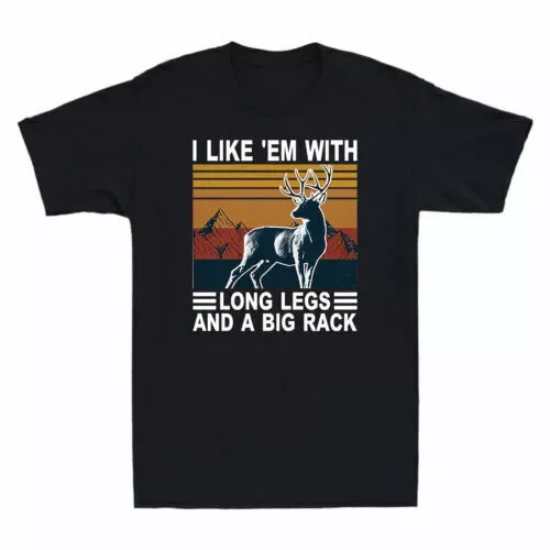 I Like 'em With Long Legs And A Big Rack Deer Hunting Vintage Men's T-Shirt Anime Graphic T-shirts for Men Clothing Women Tees H