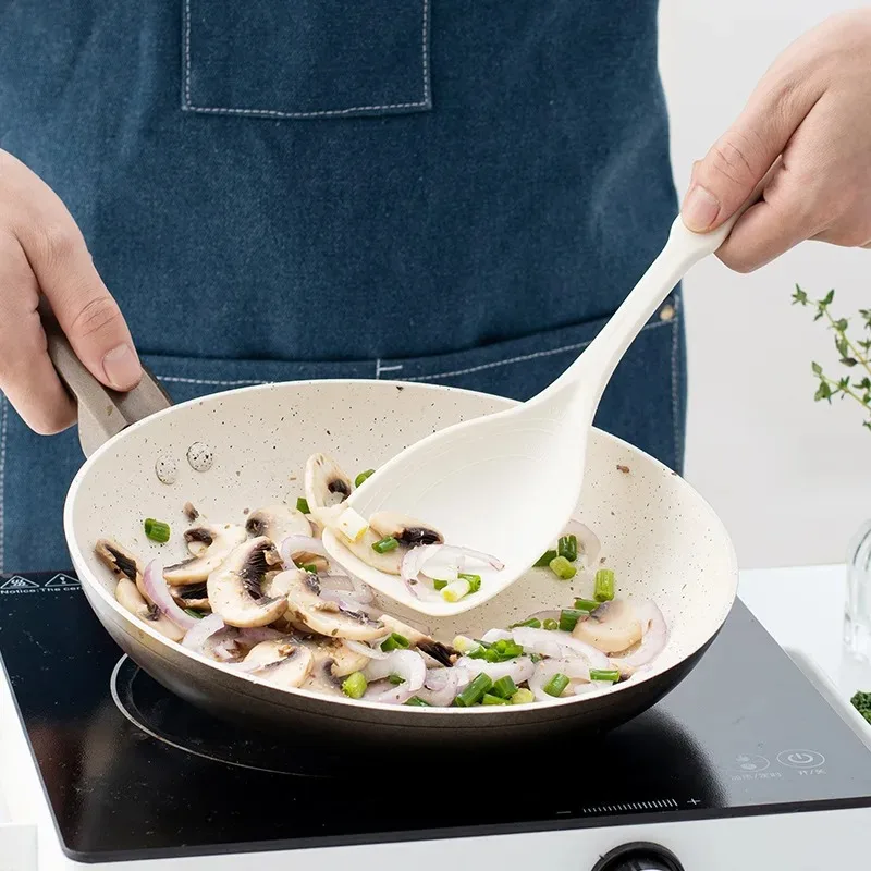 Multifunctional Silicone Spatula Spoon Comfortable Grip  Non-slip Handle Cookware Mixing Spoon Silicone Tableware Spoon