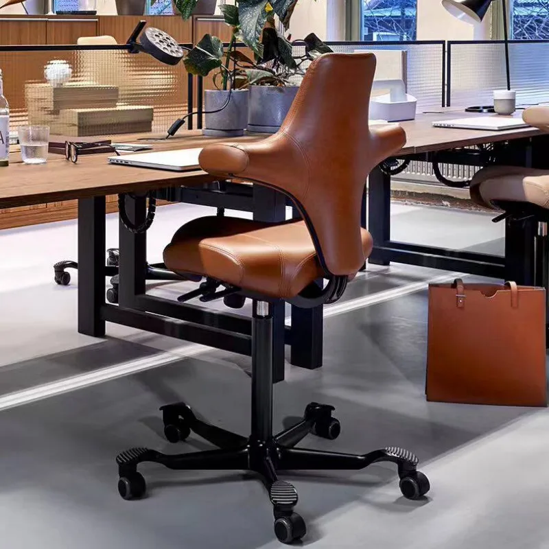 Hyyz riding cowhide HA soft bag leather computer G ergonomic chair comfortable boss chair sedentary office chair