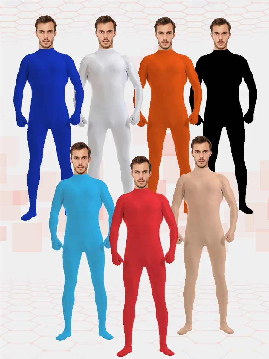 Halloween Adult Spandex Zentai Full Body Skin tuta attillata Unisex Zentai Suit Costume per uomo Unitard Dance wear