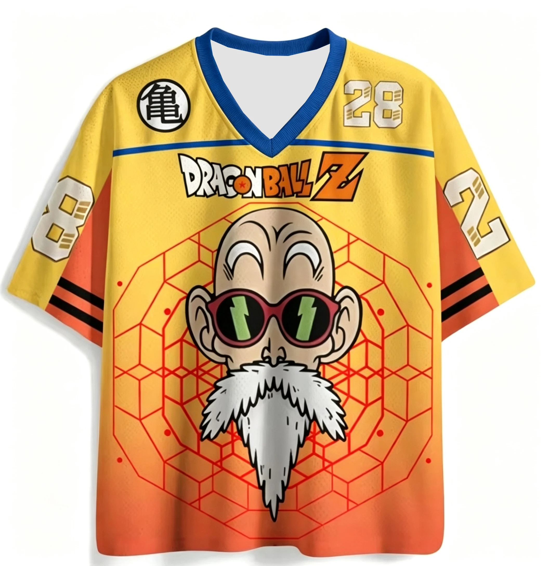 2026 Family Matching Outfit Dragon Ball Master Roshi 3D Print V-Neck Jersey, Anime Short Sleeve Sport Tee for Men Women Kids