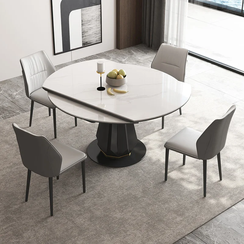 Mesas De Comedor blancas para restaurante, juego De mesa plegable Extensible italiana De diseño nórdico, 4 sillas, muebles De cocina