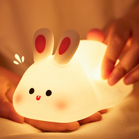 Silicone Night Light Rabbit Touch Sensor Pat Lamp Rechargeable Eye-protecting Light for Kids Birthday Christmas Gift