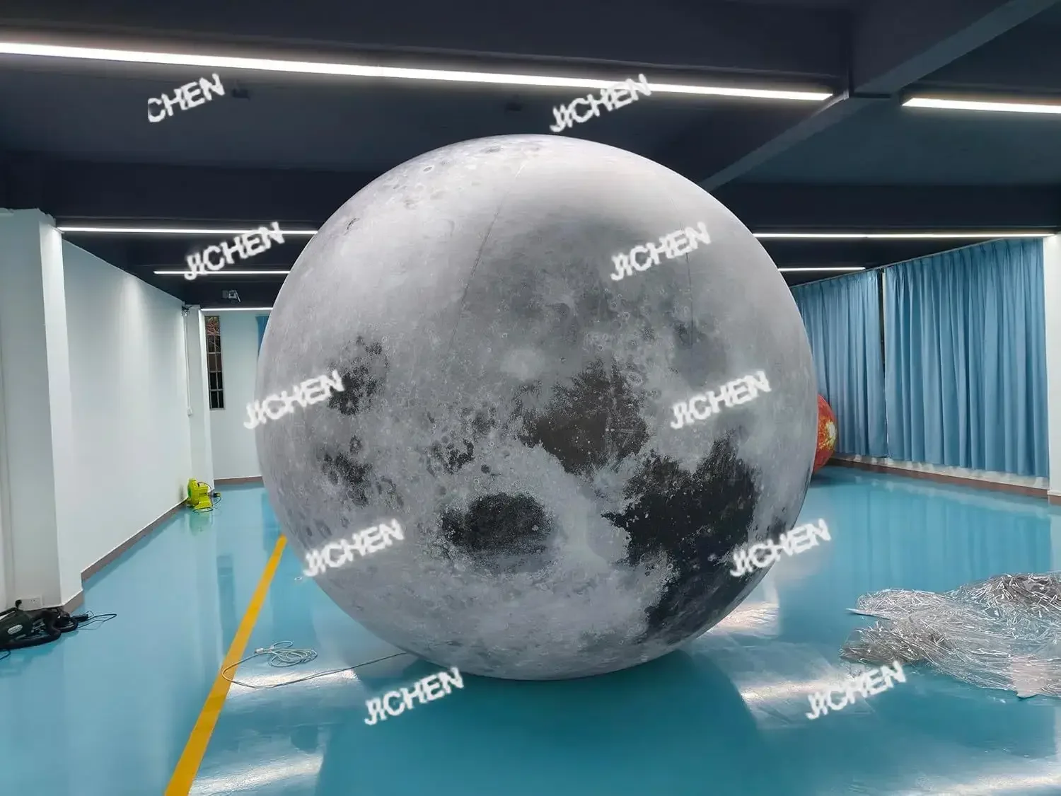 HG JC كرة قمر كبيرة قابلة للنفخ مع أضواء LED PVC منطاد كوكب محكم للحدث عرض الحفلات مرحلة الديكور الإعلان H #3