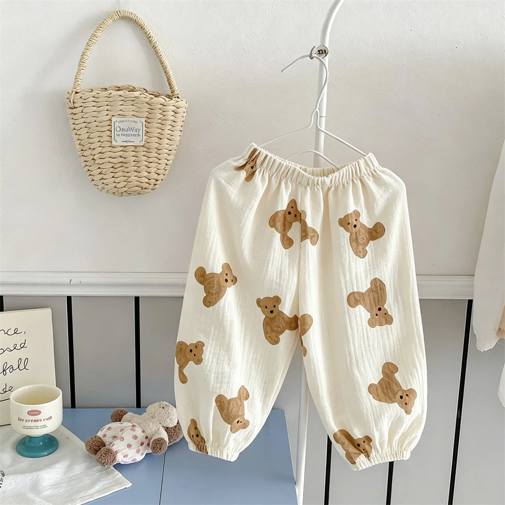 Child's Casual Pants Full Print Trousers Outer Wear New Cartoon Fashion Clothing Simple All-match Pants Baby Spring Summer Wear