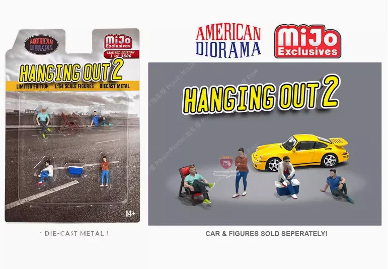 American Diorama 1:64 HRNGING OUT 2 Collection of alloy figure car decoration gift