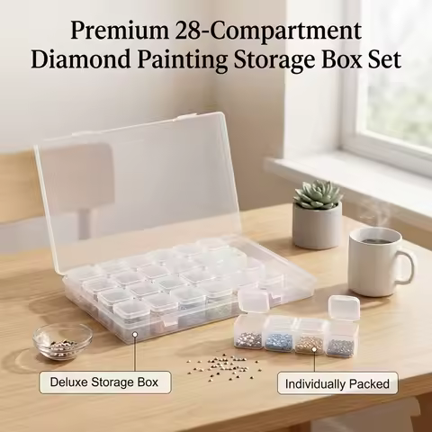28-Grid Diamond Painting Storage Box Clear Bead Organizer Individual Detachable Containers for DIY Craft Embroidery Jewelry