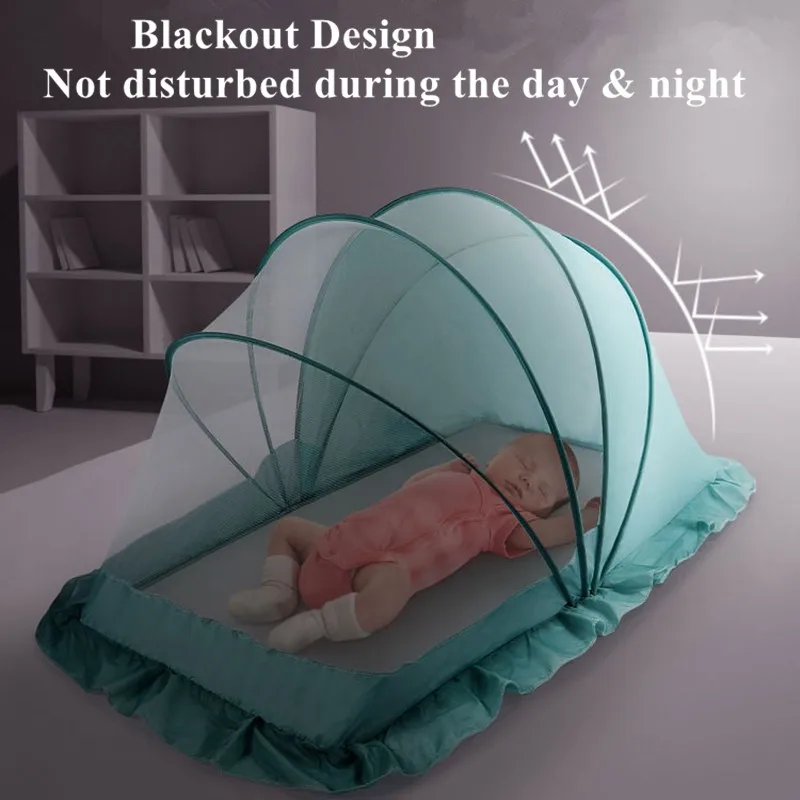 Cubierta de mosquitera para bebé, Red de cama plegable, malla portátil de alta densidad, instalación gratuita, tienda de cuna infantil, redes de cama