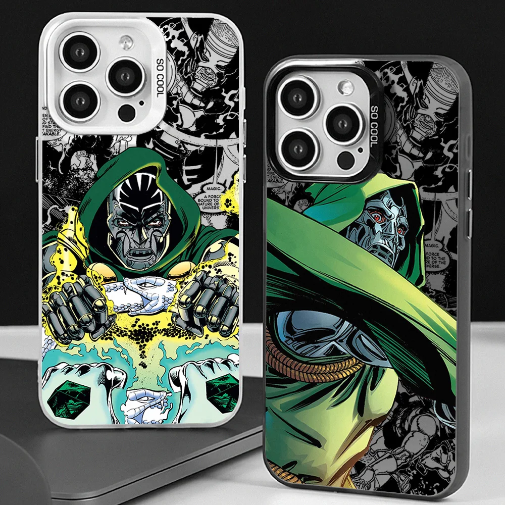 MINISO Marvel Doctor Doom Phone Case for iPhone 12 11 13 14 15 16 Max Pro Plus Laser Cover