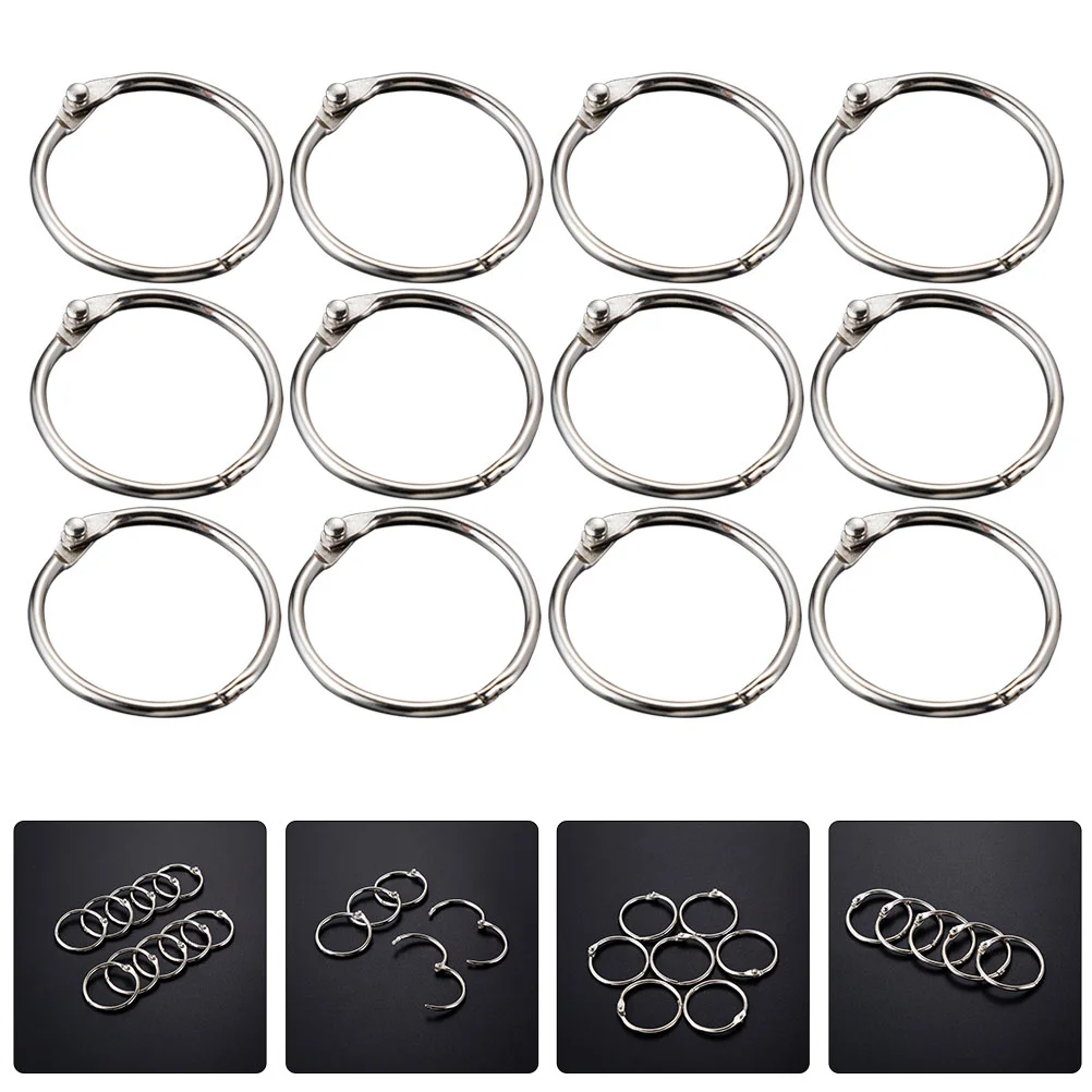 

50 Pcs Key Ring Metal Book Binder Rings Large The Keyrings for Keys Loose Leaf Keychain Scrapbook Hinged Buckle