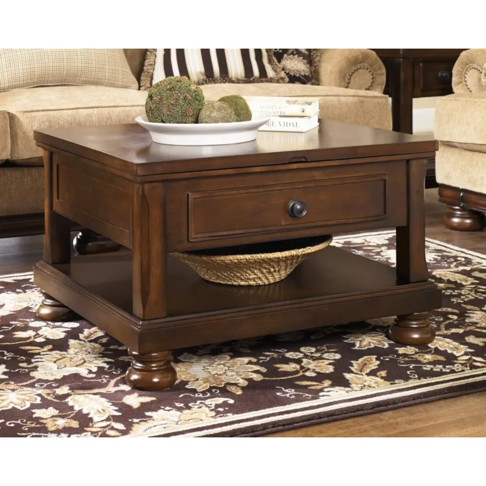 Porter Traditional Hand-Finished Lift Top Coffee Table, Dark Brown,28.25"D x 32.75"W x 20"H,Furniture