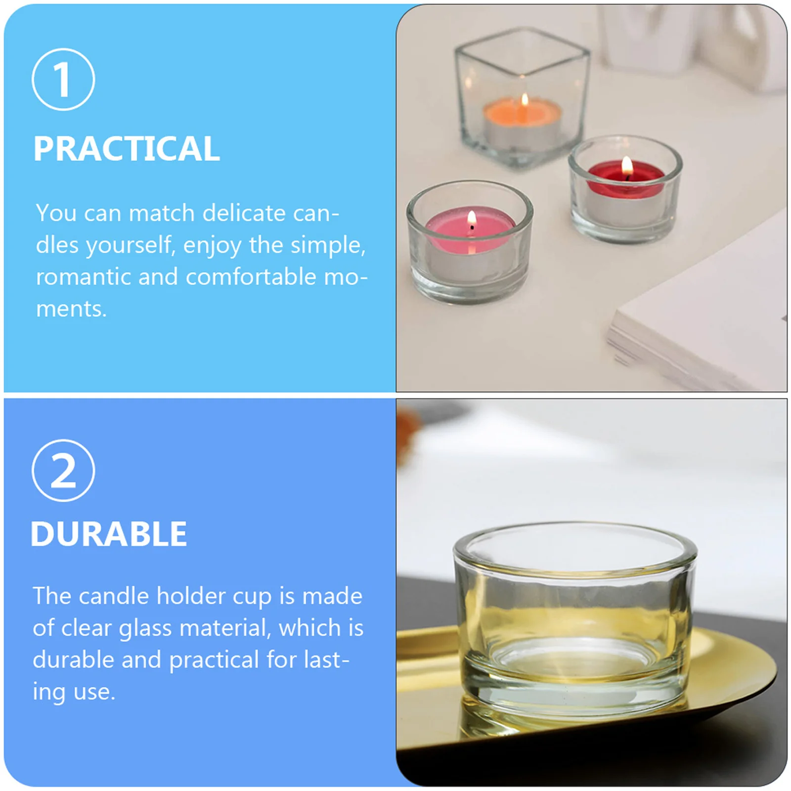 

12 Pcs Glass Votive Cups Tea Lights Candles Holders Tealights Candleholders Home Decor