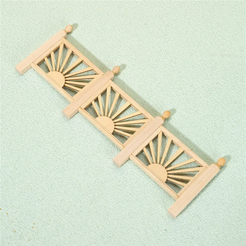 1/12 Dollhouse Mini Furniture Balcony Handrail Mini Scene Model Modern Wood Fence Accessories