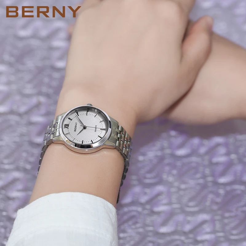 BERNY – montre à Quartz pour femmes, Simple, en acier inoxydable, japon Miyota 2035, étanche, 2022