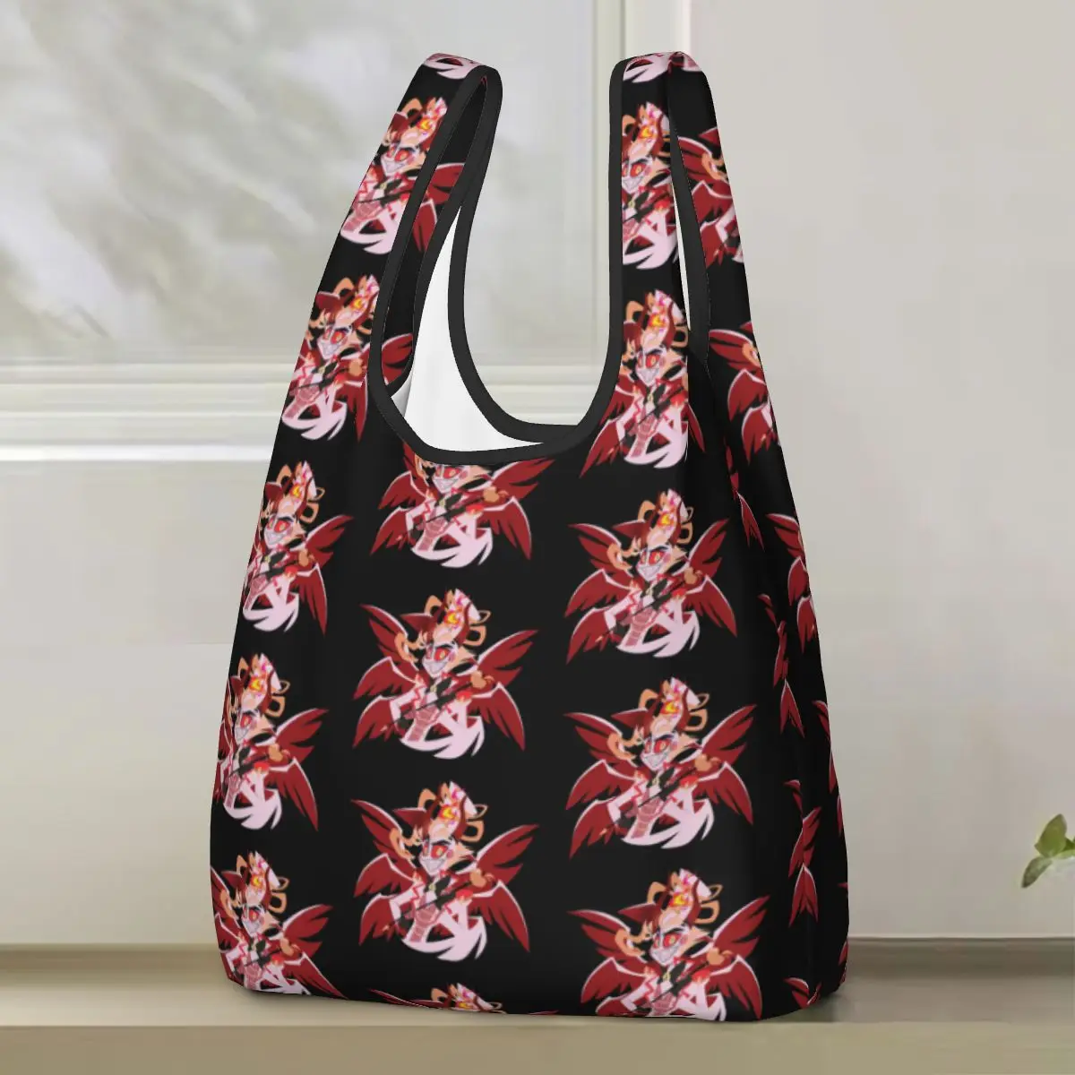 hazbin-hotel-lucifer-bolsa-de-compras-portatil-sacola-de-ombro-reutilizavel-bolsa-de-compras-bolsa-de-mercearia