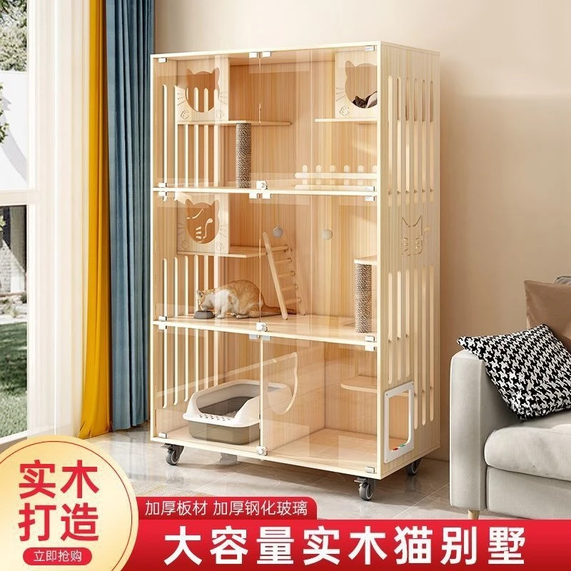 Cat nest large cat villa solid wood household cat cabinet large luxury panorama