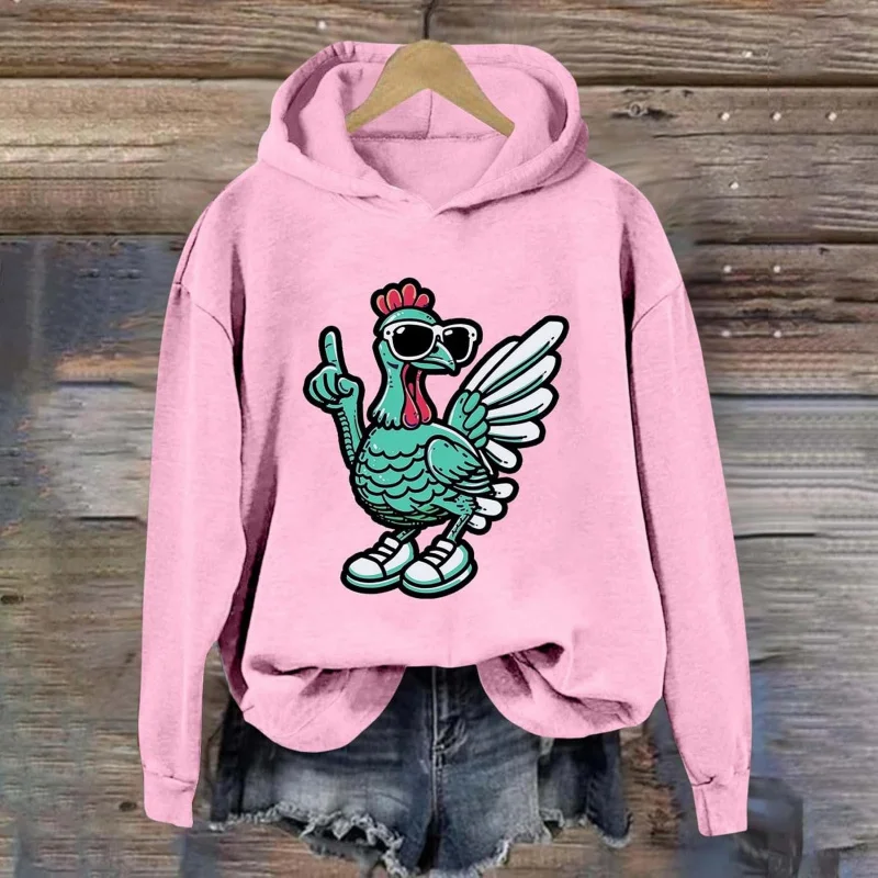 Thanksgiving Sea Girl Green Chicken Printed Hooded Sweatshirt