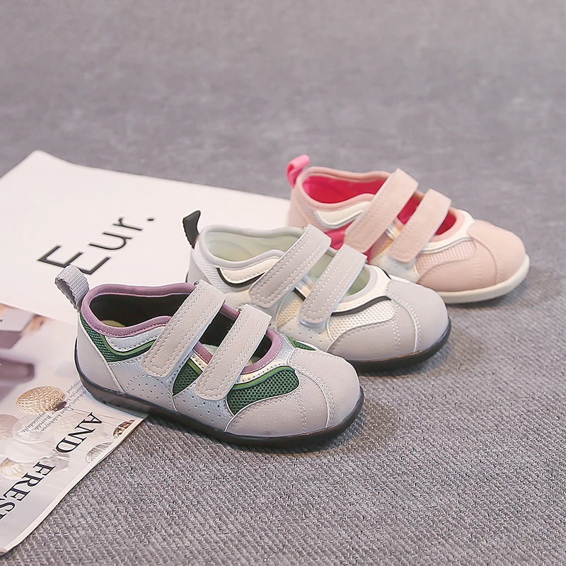 

Girls Tennis Shoes Double Hook&loop Mesh Breathable Kids Sports Shoes Soft Sole 2026 Brand New Children Casual Shoes Sweet