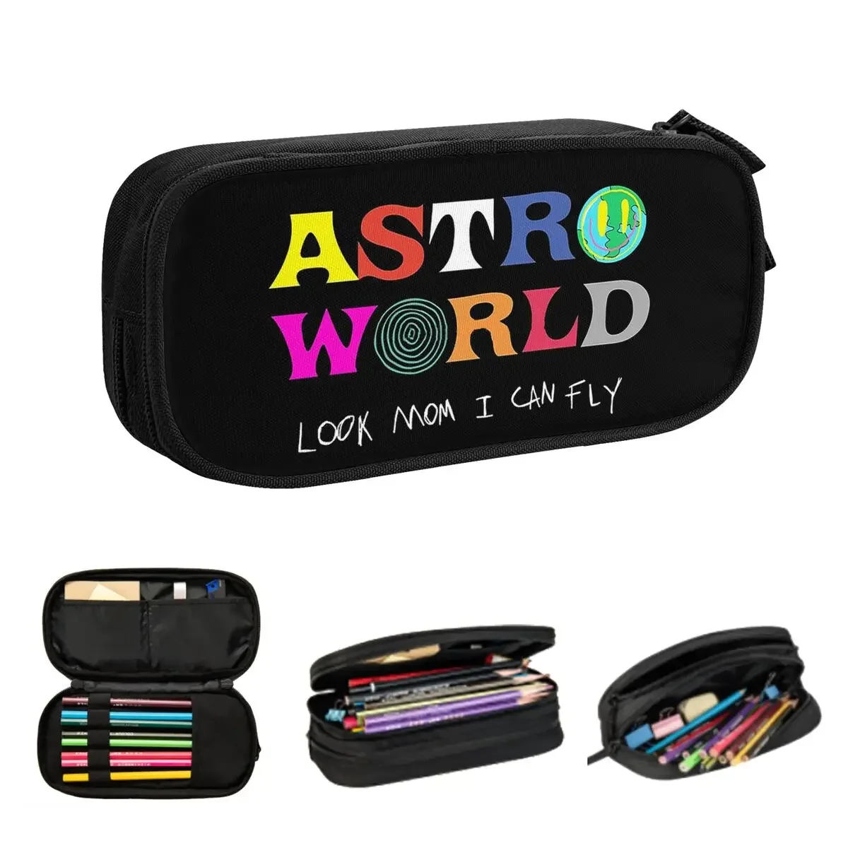 ASTROWORLD Look Mum I Can Fly Pencil Cases Large Storage Pen Bags Pen Box Pencil Pouch For Boys Girls Stationery School Office