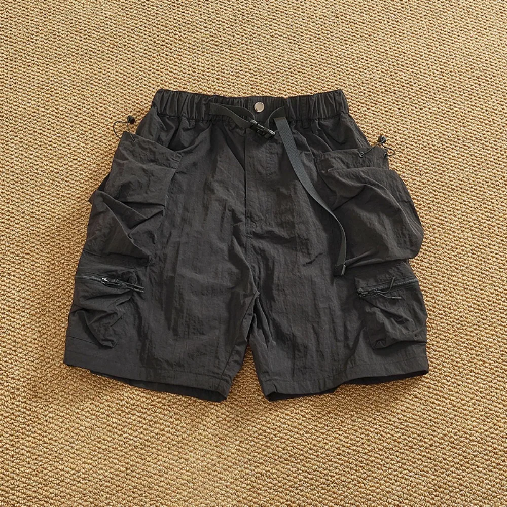 Summer New Loose Straight Quick-drying Casual Shorts, Men's Mountain-style Ribbon Workwear Capri Pants