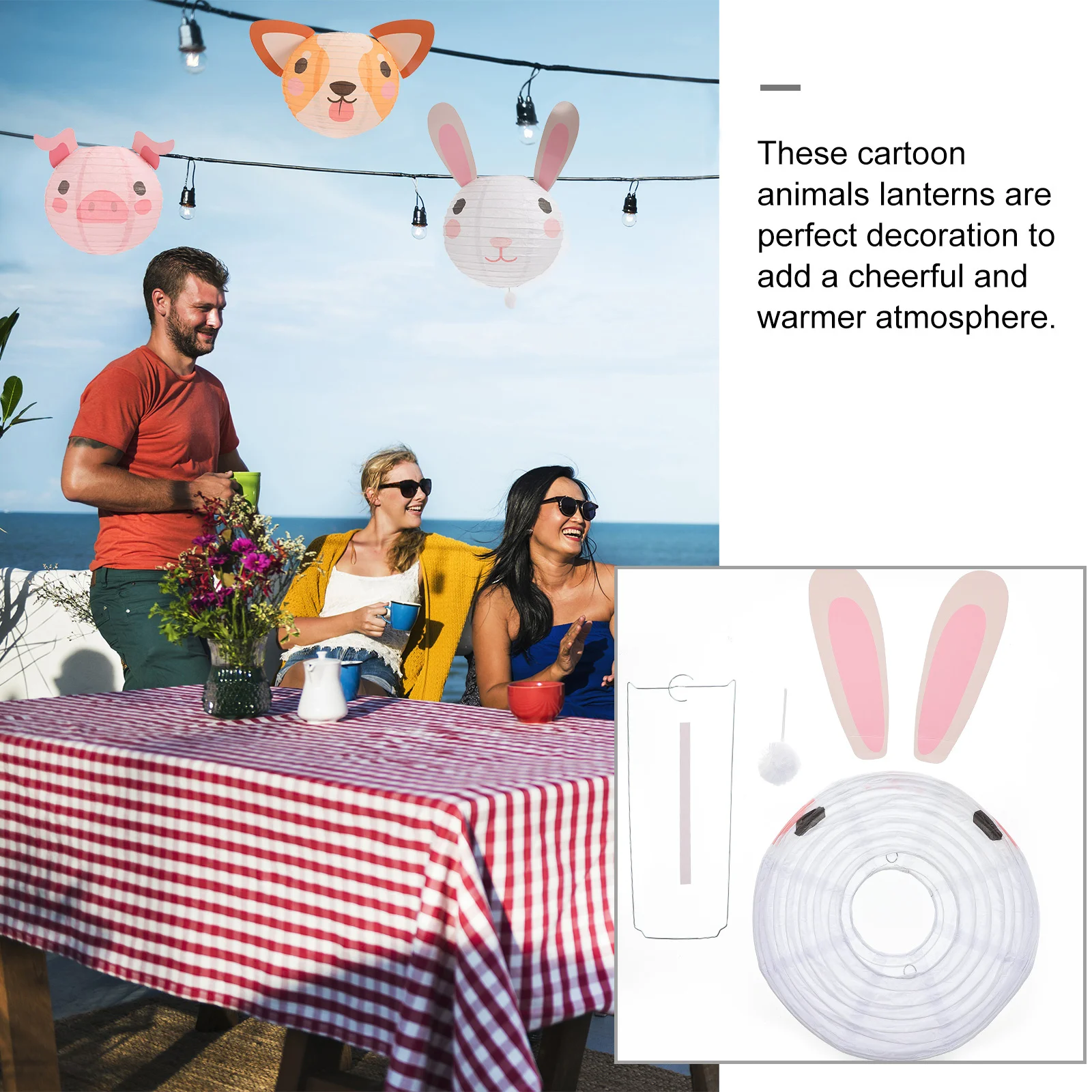 

2Pcs Rabbit Lantern Hanging Paper Lantern for Kids Birthday Party Garden Decoration Supplies Forest Party Supplies