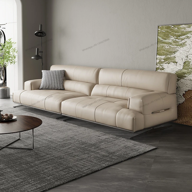 Italian minimalist sofa, Nordic luxury living room, three person straight down sofa, suspended sofa