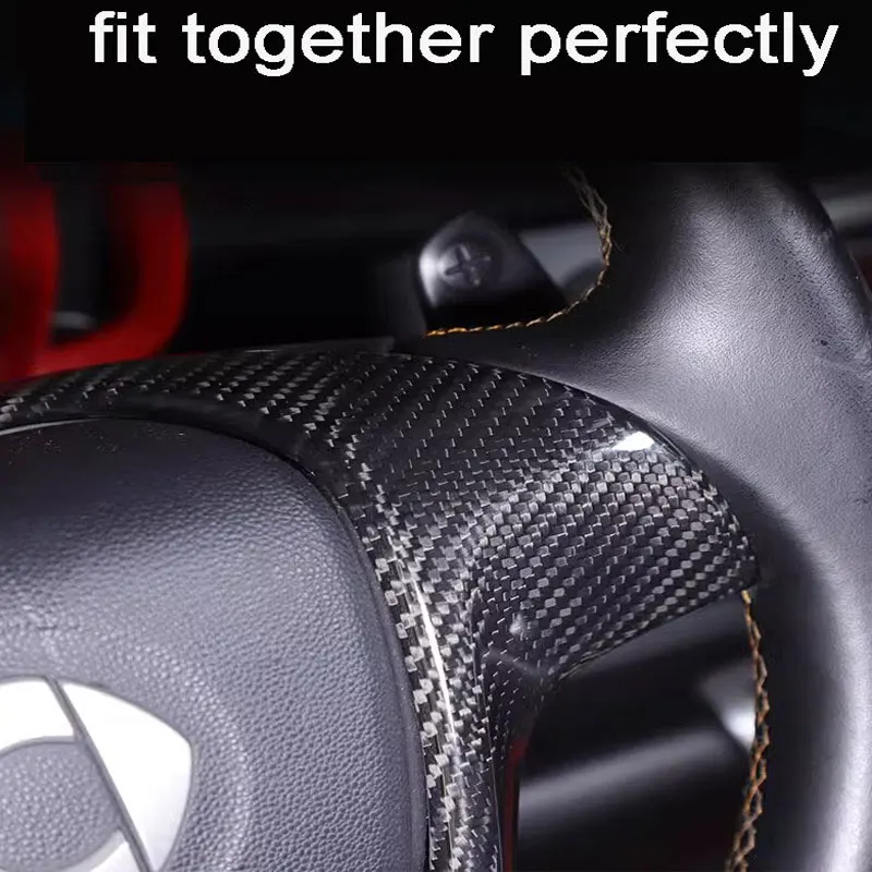 Car True Carbon Fiber V-Shaped Steering Wheel Housing Decoration Sticker For Mercedes Smart 451 Fortwo Car Accessories Interior