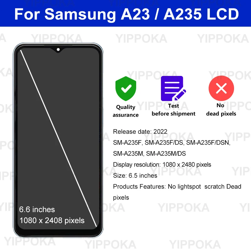For Samsung Galaxy A22 5G LCD A226 Display A226B Touch Screen Digitizer For Samsung A23 4G A235 LCD A235F/DS Replacement Parts