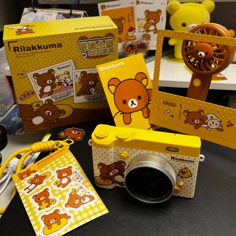 

In Stock Genuine Rilakkuma Animation Peripheral Ccd Digital Camera 6800w Flip Screen 2.4" Retro Rilakkuma Four Leaf Clover