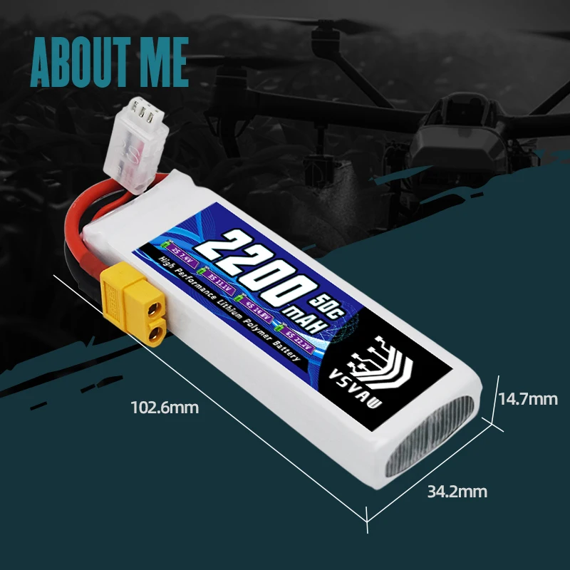 VSVAW 7.4V 2200mah 2S Drone Lipo Battery XT60 T Deans XT30 JST RC Parts 50C For FT012 Racing Boat Car Airplane Copter FPV Drone