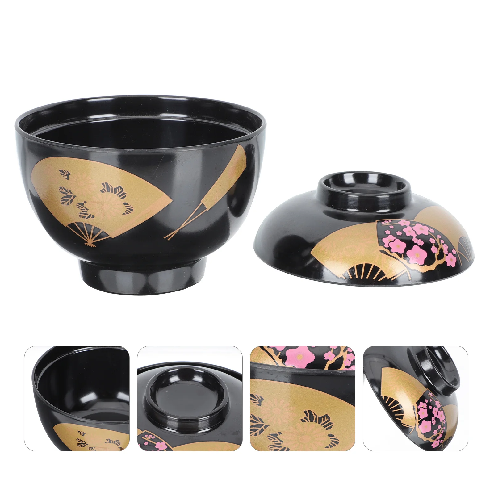 

Large Japanese Style Covered Soup Bowl Miso Soup Holder Lidded Rice Bowl Drop Resistant Kitchen Tableware