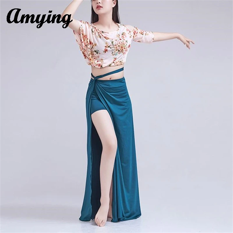 Women's New Belly Dance Practice Outfit Set In Plus Size Slimming and Sexy Eastern Dance Belly Dance Design Top+Slit Skirt S~3XL