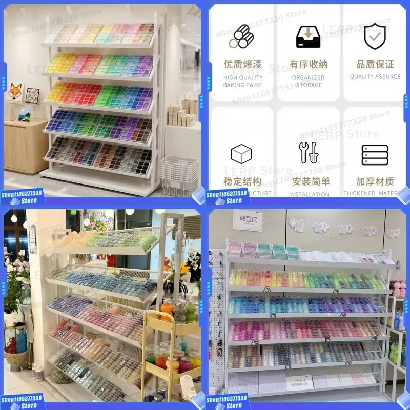 Multi Layer Wrought Iron Floor Storage Rack Handmade DIY Display Stand for Toys Color Separation Organizer Doudou Pindou