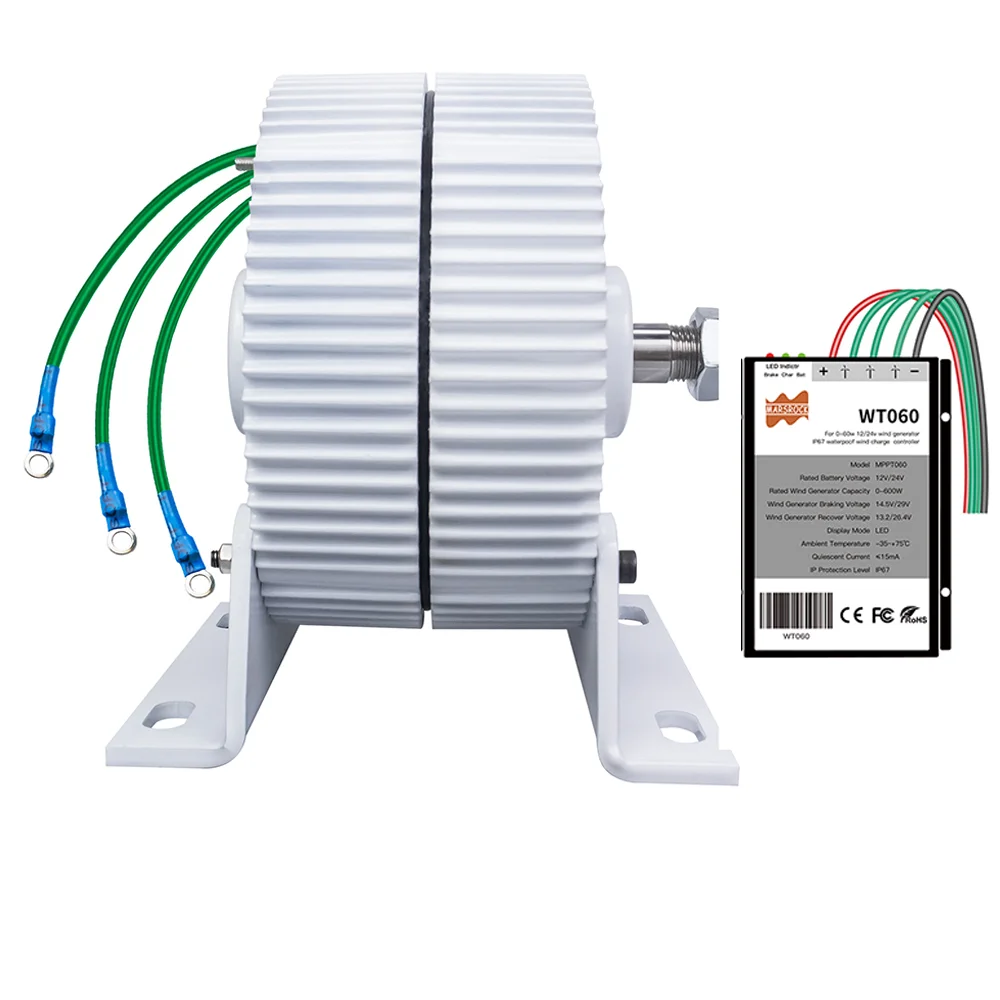 

400W AC 12V 24V Household Permanent Magnet Generator Three Phase Gearless AC Wind Alternator With Controller for Horizontal