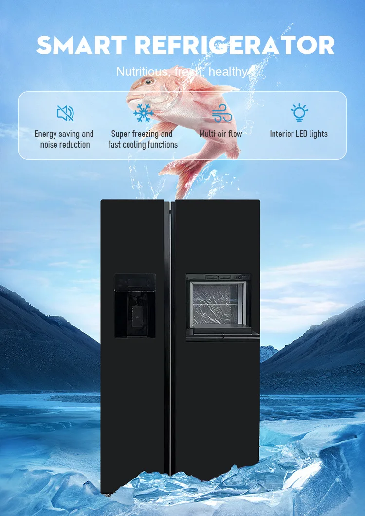 Smart household first-class dual-frequency inverter energy-saving refrigerator with ice bar, multi-function double door