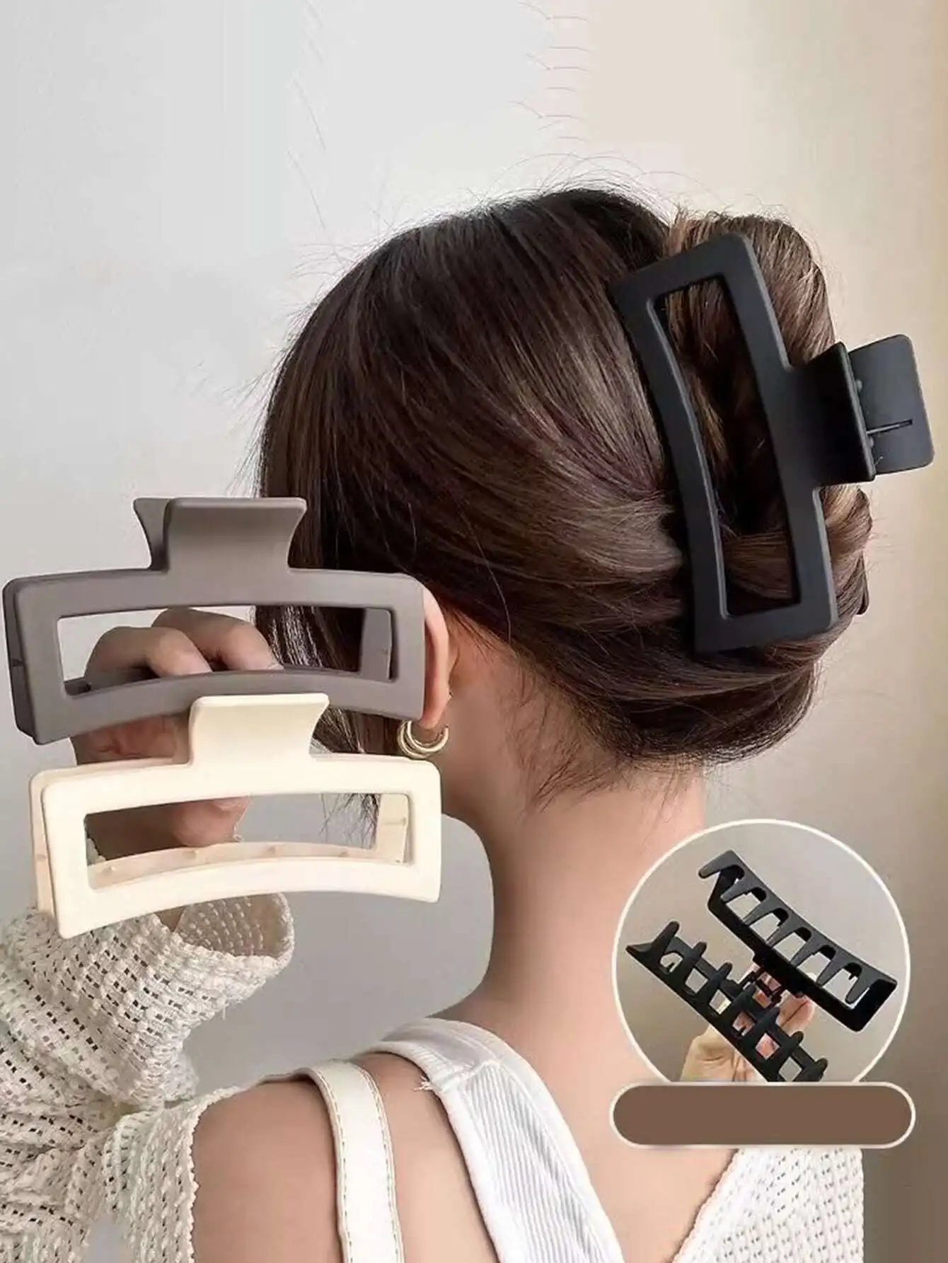 

3pcs Square Hair Claw Hair Claw For The Back Of Head Accessories, For Women, Hair Tools, Beauty Accessories, Curly Hair Accessory, For Women, Fall, Travel, Hair Tools, Accessories Women, Hair Stuff, Fall, Hair, For Women, Travel, Hair Accessory
