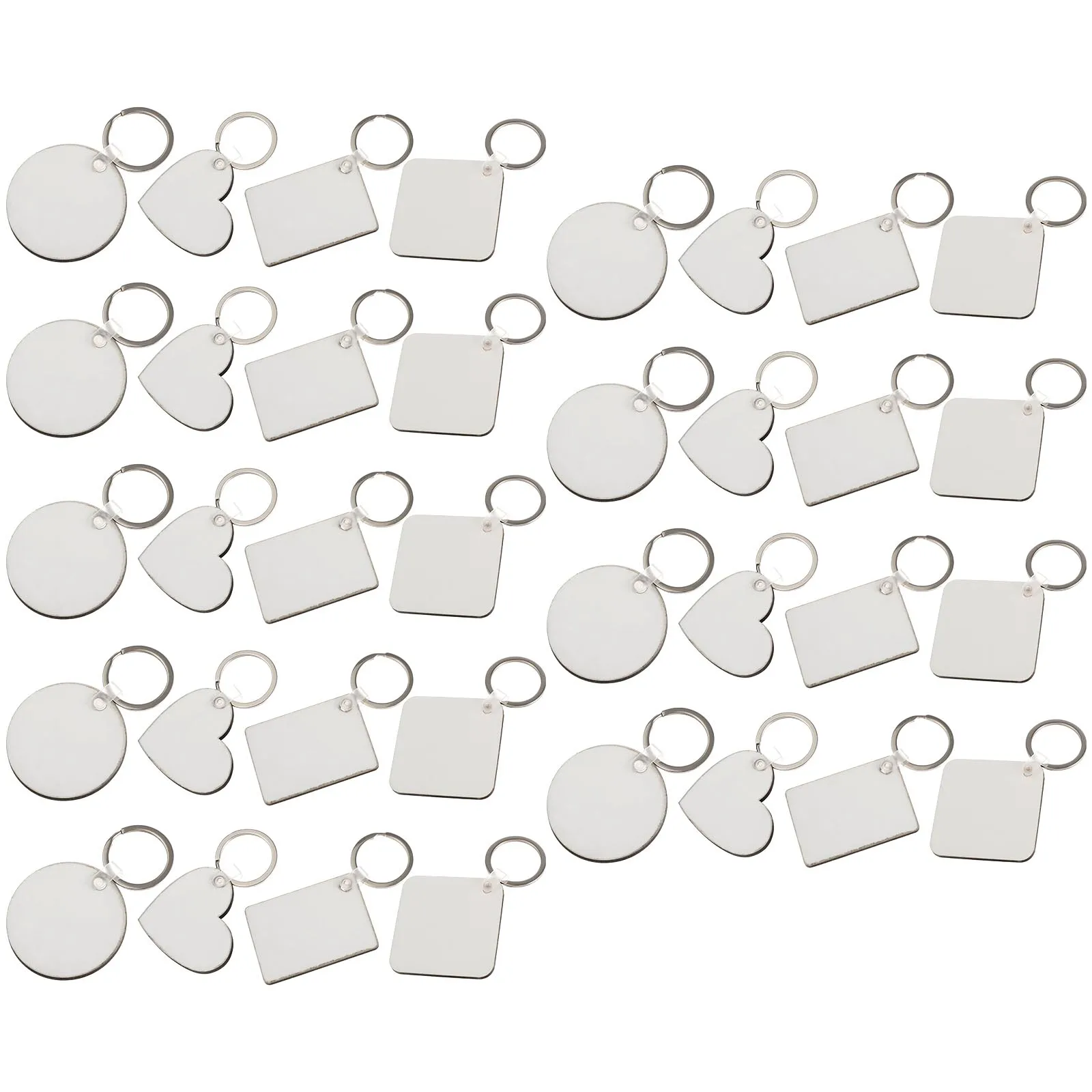 36pcs Keychain Kit Acrylic DIY Material Heat Transfer Blank Photo Accessories Sublimation Custom Jewelry Parts